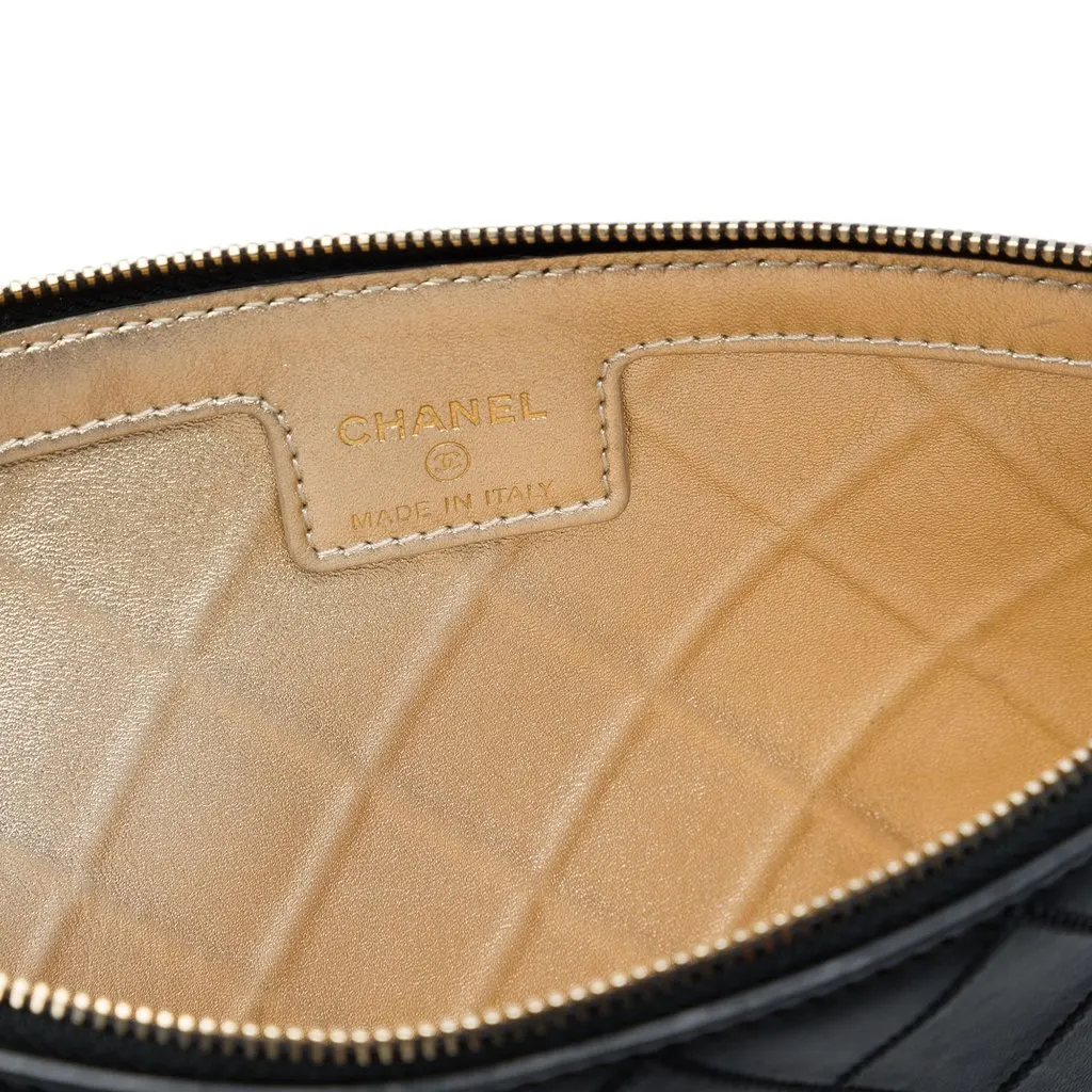 Chanel Large Quilted Stitched Calfskin Zip Pouch Black Leather Very good - Box View