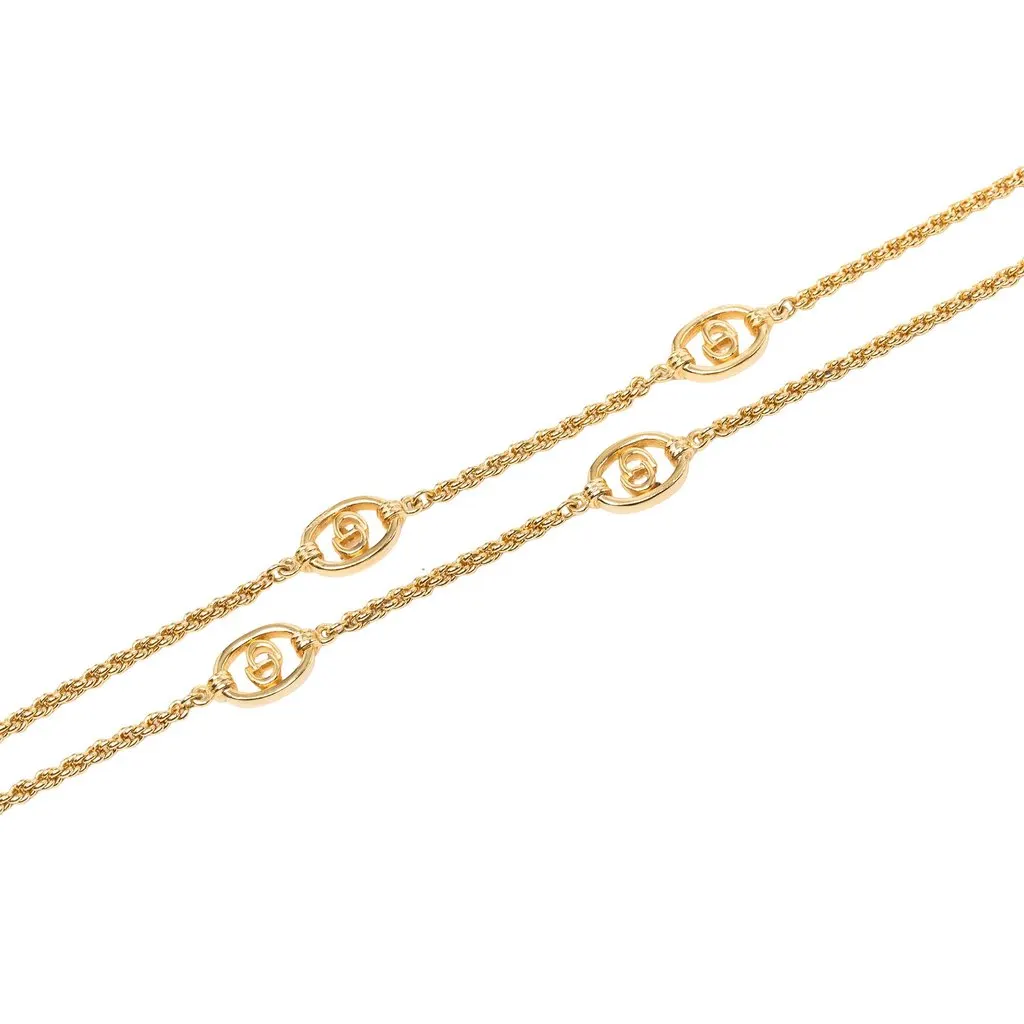 Dior Gold Plated CD Station Rope Chain Necklace Gold Metal Very good - Back View