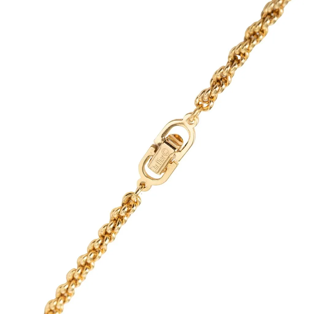 Dior Gold Plated CD Station Rope Chain Necklace Gold Metal Very good - Inside View
