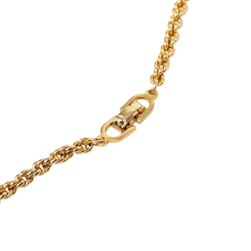 Dior Gold Plated CD Station Rope Chain Necklace Gold Metal Very good - Model View