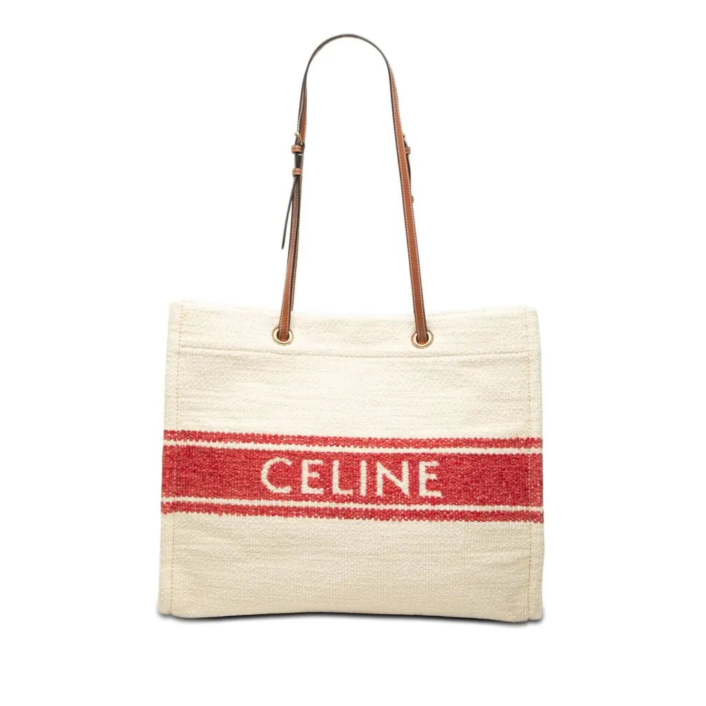 Celine Canvas Plein Soleil Square Cabas Tote Beige Very good - Front View