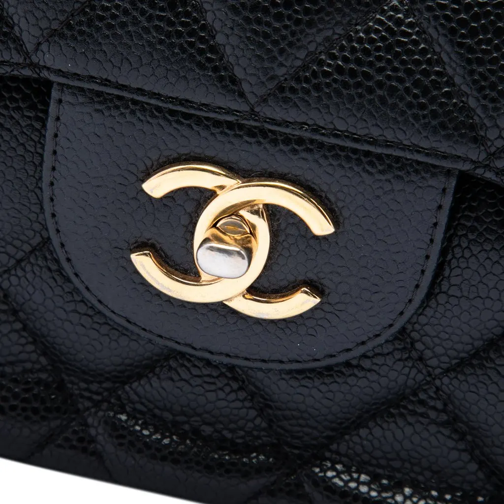 Chanel Jumbo Classic Caviar Double Flap Black Leather Good - Box View