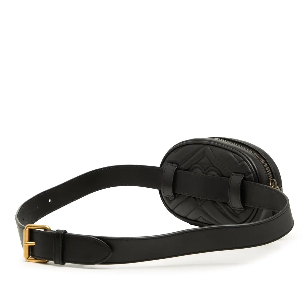 Gucci GG Marmont Matelasse Calfskin Belt Bag Black Leather Very good - Back View