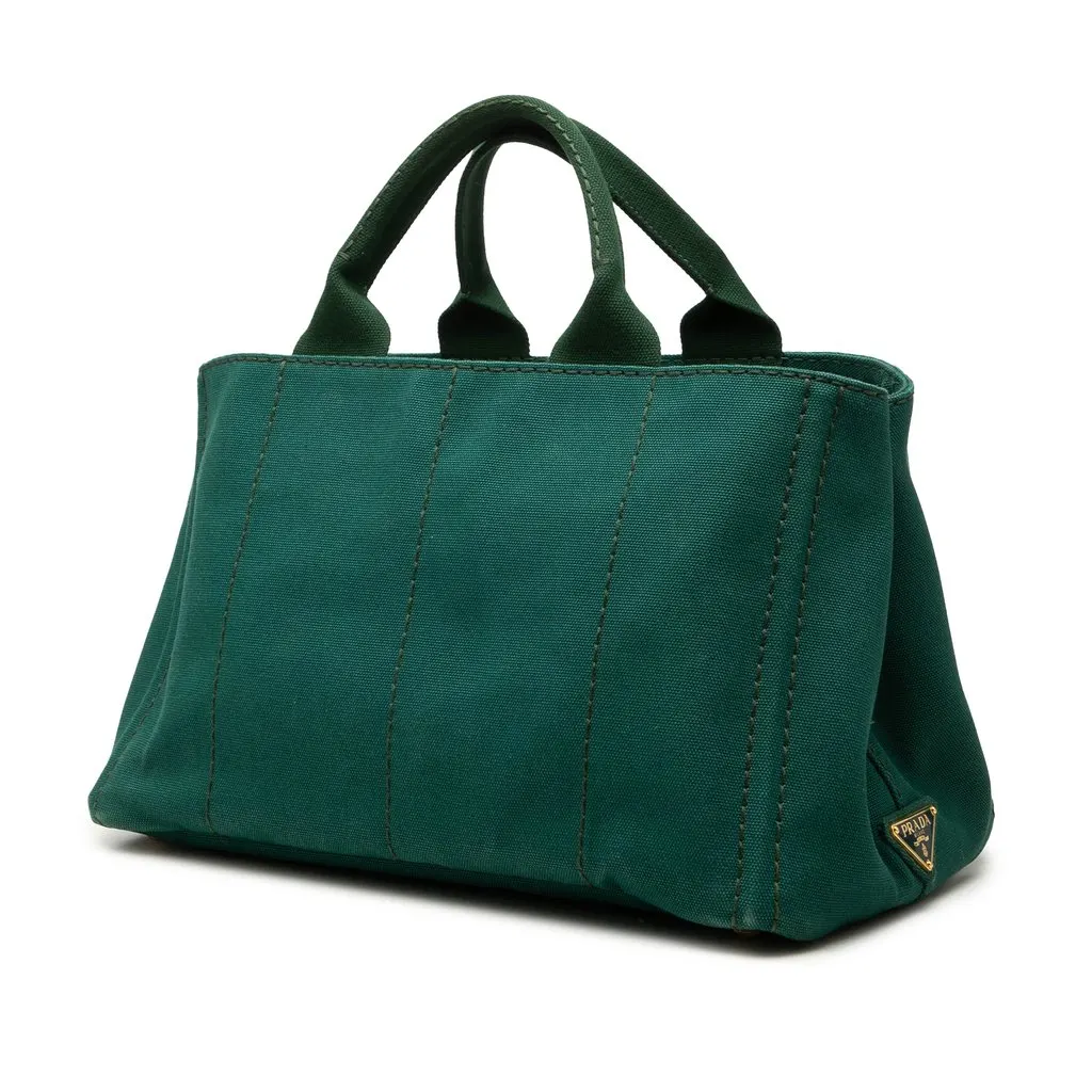 Prada Canvas Canapa Logo Tote Green Very good - Back View
