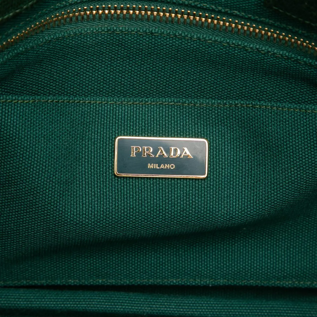 Prada Canvas Canapa Logo Tote Green Very good - Box View