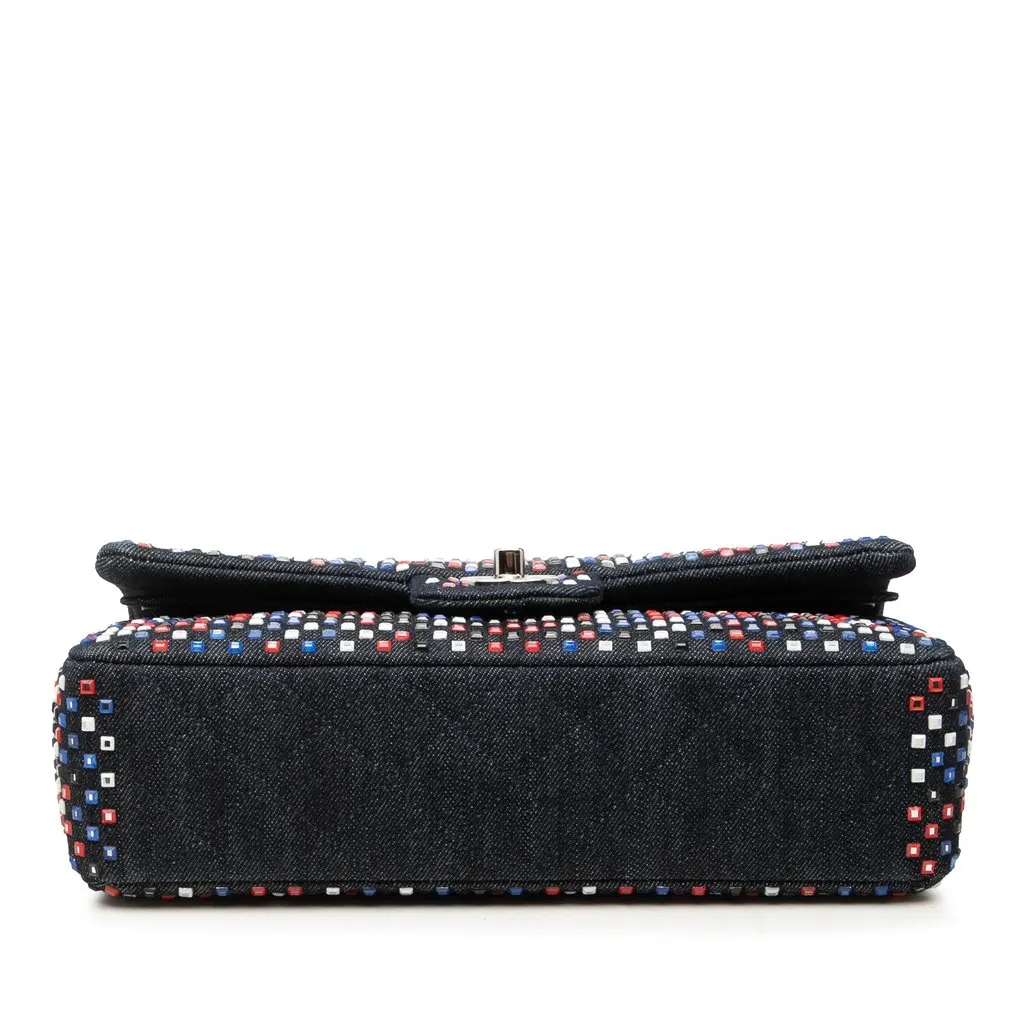 Chanel Medium Classic Strass Embellished Denim Double Flap Blue Very good - Inside View