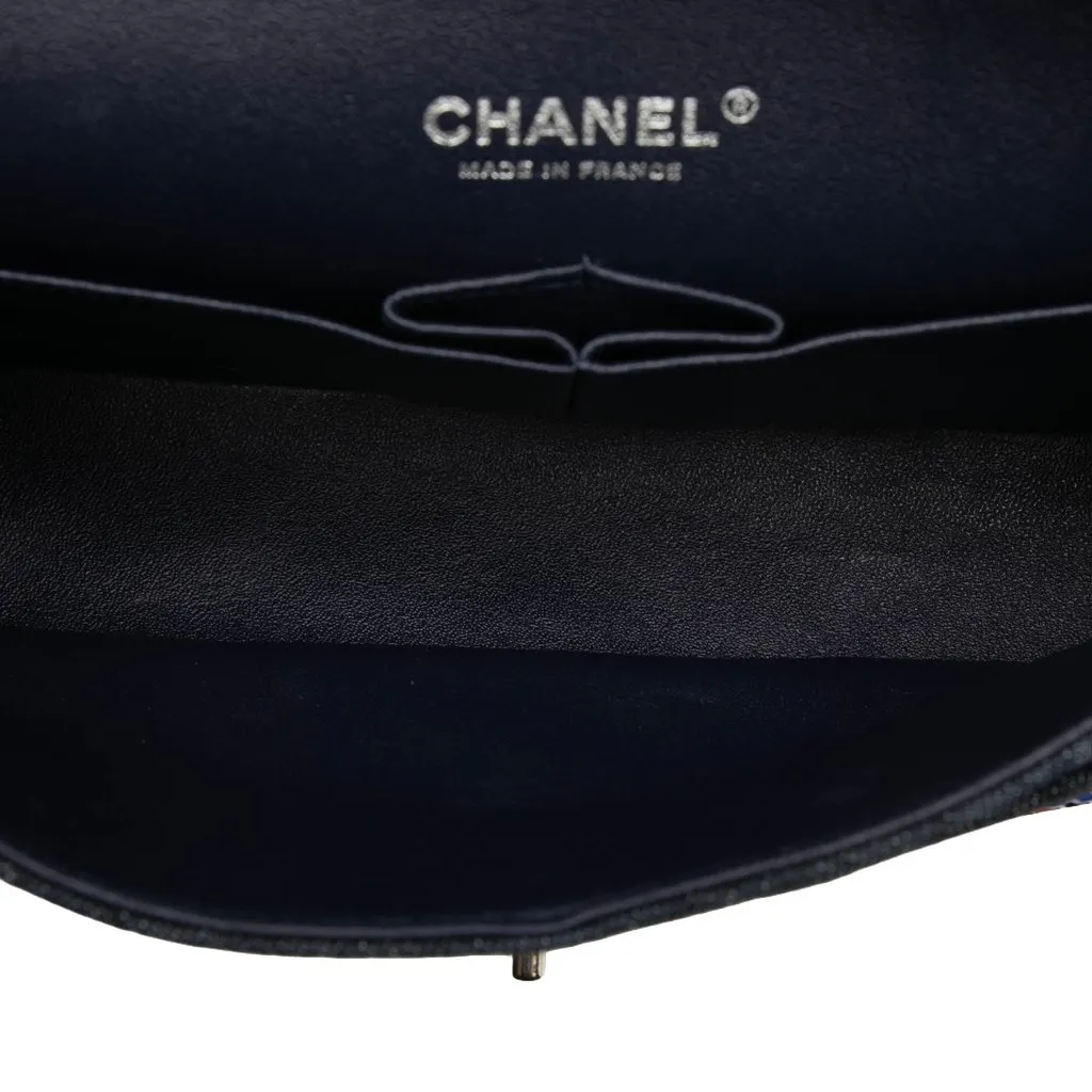 Chanel Medium Classic Strass Embellished Denim Double Flap Blue Very good - Model View