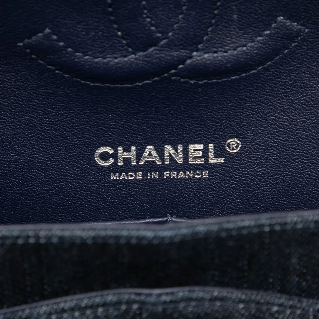 Chanel Medium Classic Strass Embellished Denim Double Flap Blue Very good - Box View