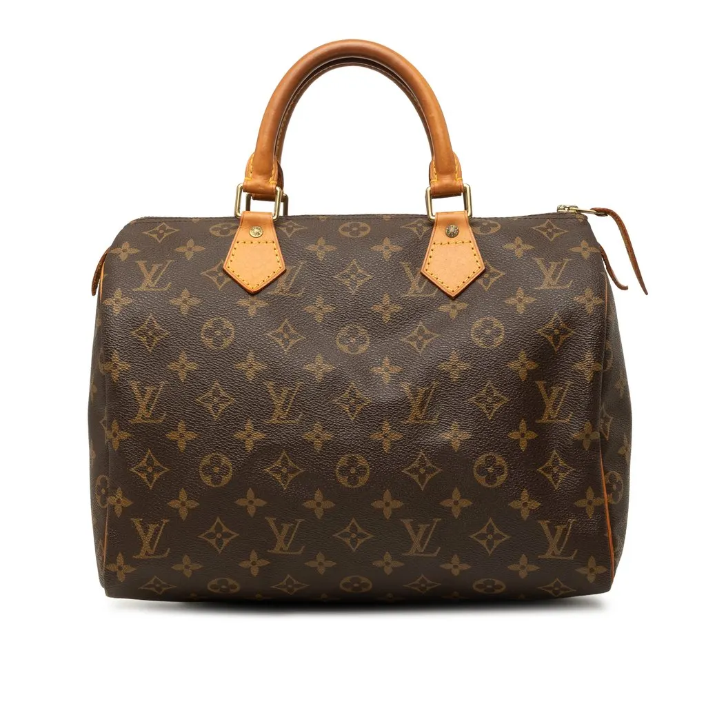 Louis Vuitton Monogram Speedy 30 Brown Canvas Good - Front View