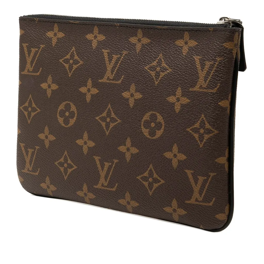 Louis Vuitton Monogram Stripes Pochette Plate PM Brown Canvas Very good - Back View