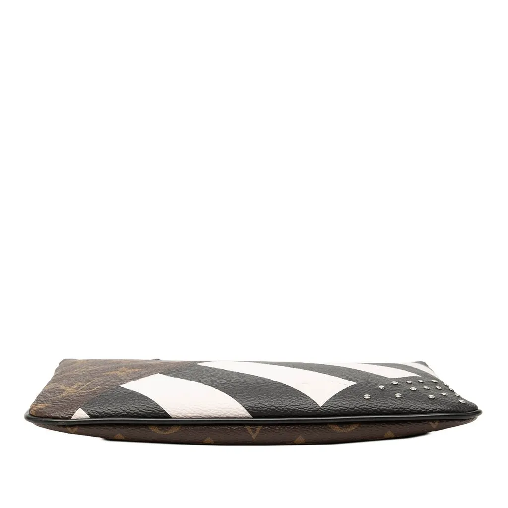 Louis Vuitton Monogram Stripes Pochette Plate PM Brown Canvas Very good - Inside View