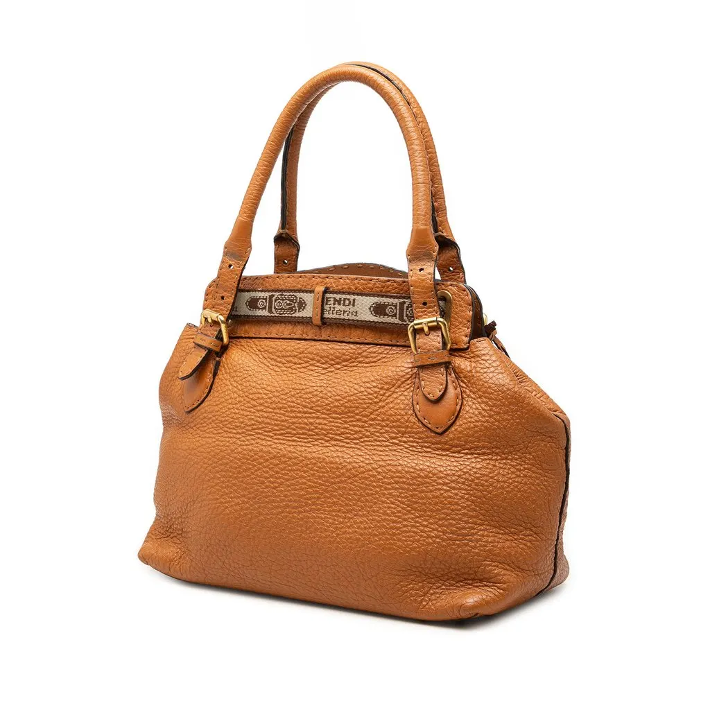 Fendi Large Leather Selleria Villa Borghese Tote Brown Leather Very good - Back View