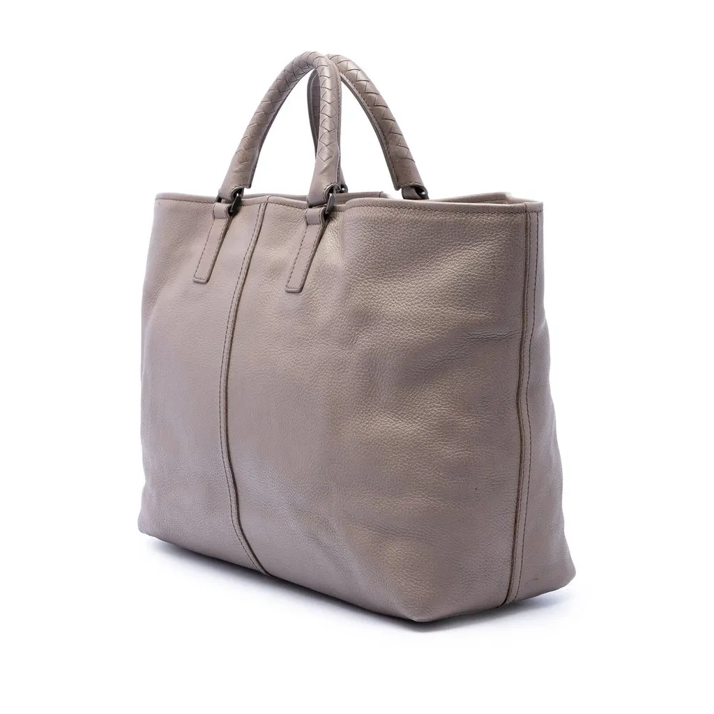 Bottega Veneta Calfskin Intrecciato Handle Tote Brown Leather Very good - Back View