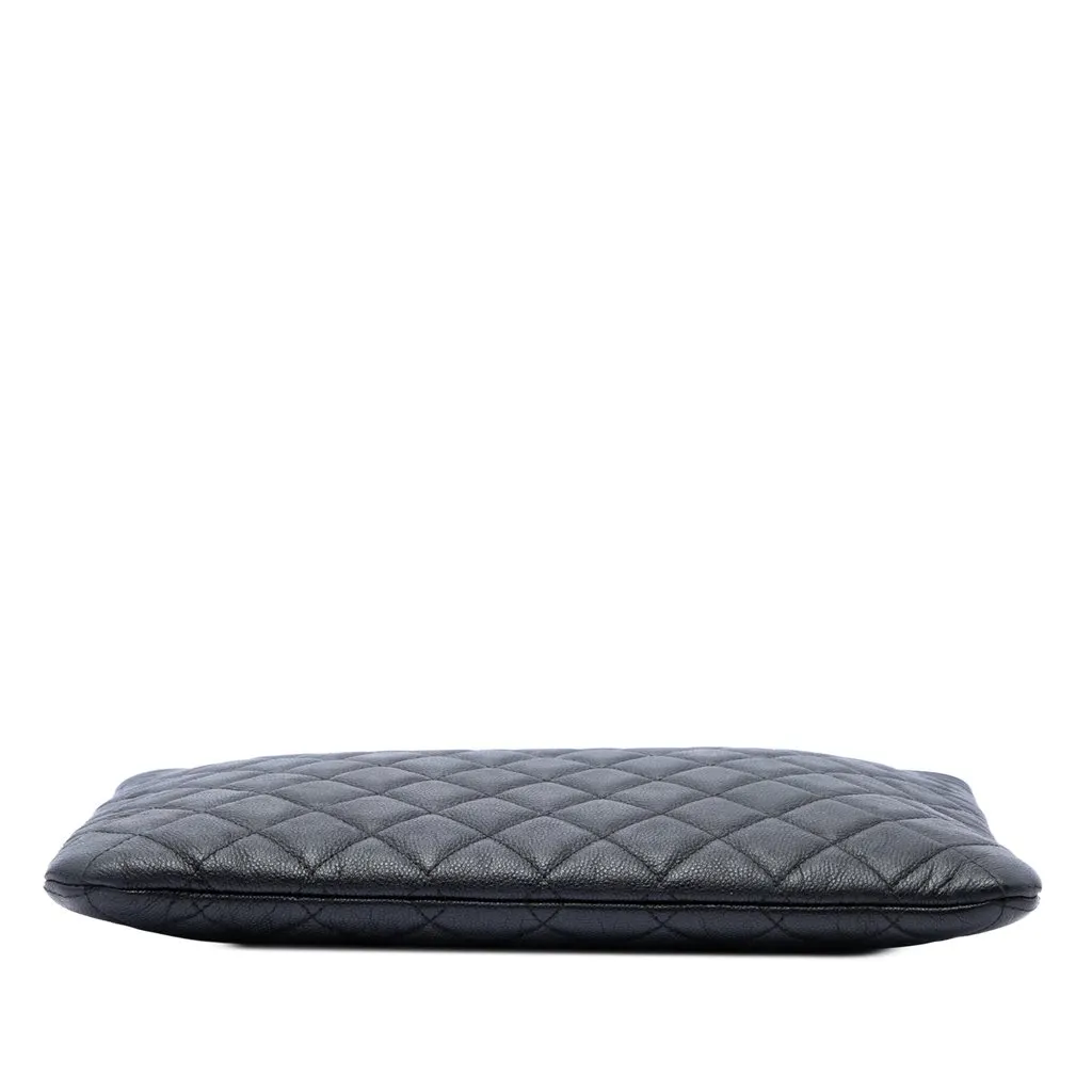 Chanel Medium Quilted Caviar Boy O Case Clutch Black Leather Very good - Inside View