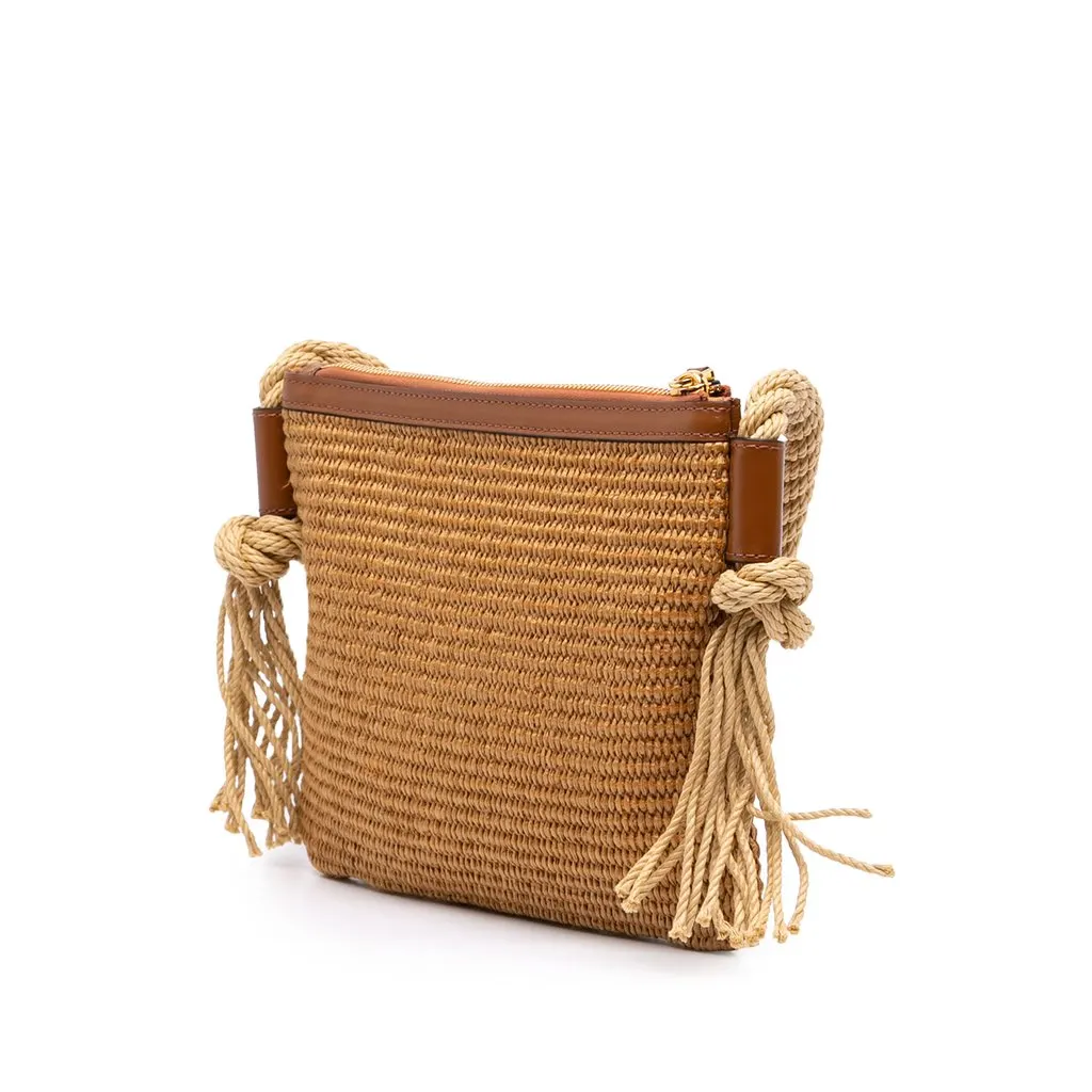 Marni Raffia Logo Crossbody Brown Very good - Back View