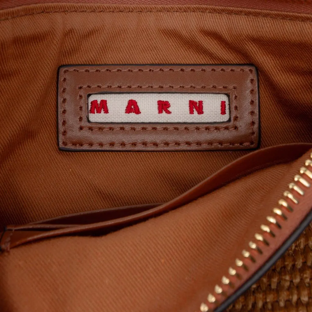 Marni Raffia Logo Crossbody Brown Very good - Box View