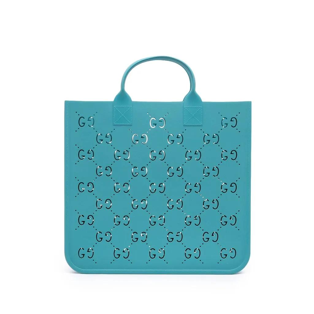 Gucci Kids GG Rubber Tote Blue Never worn - Front View