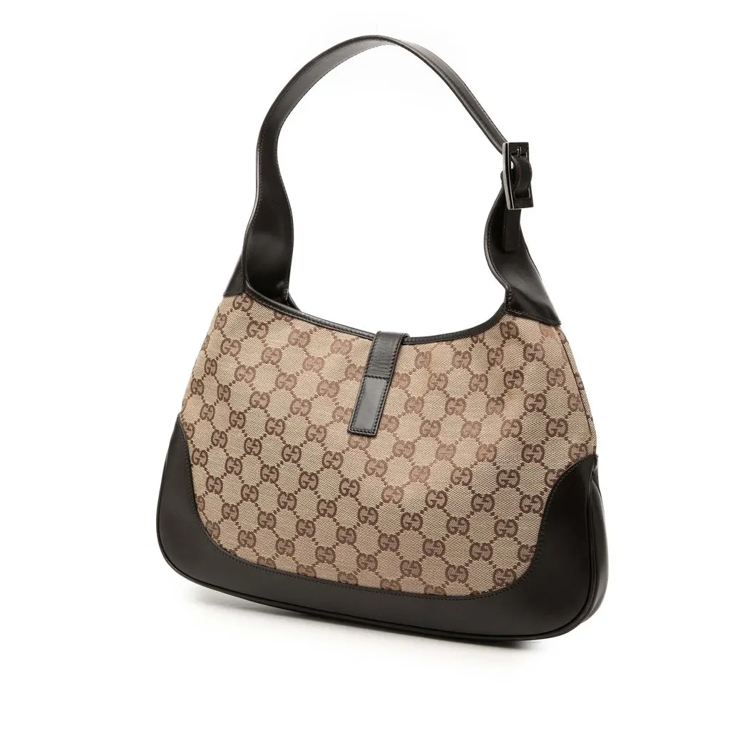 Gucci Medium GG Canvas Web Jackie Shoulder Bag Beige Very good - Back View