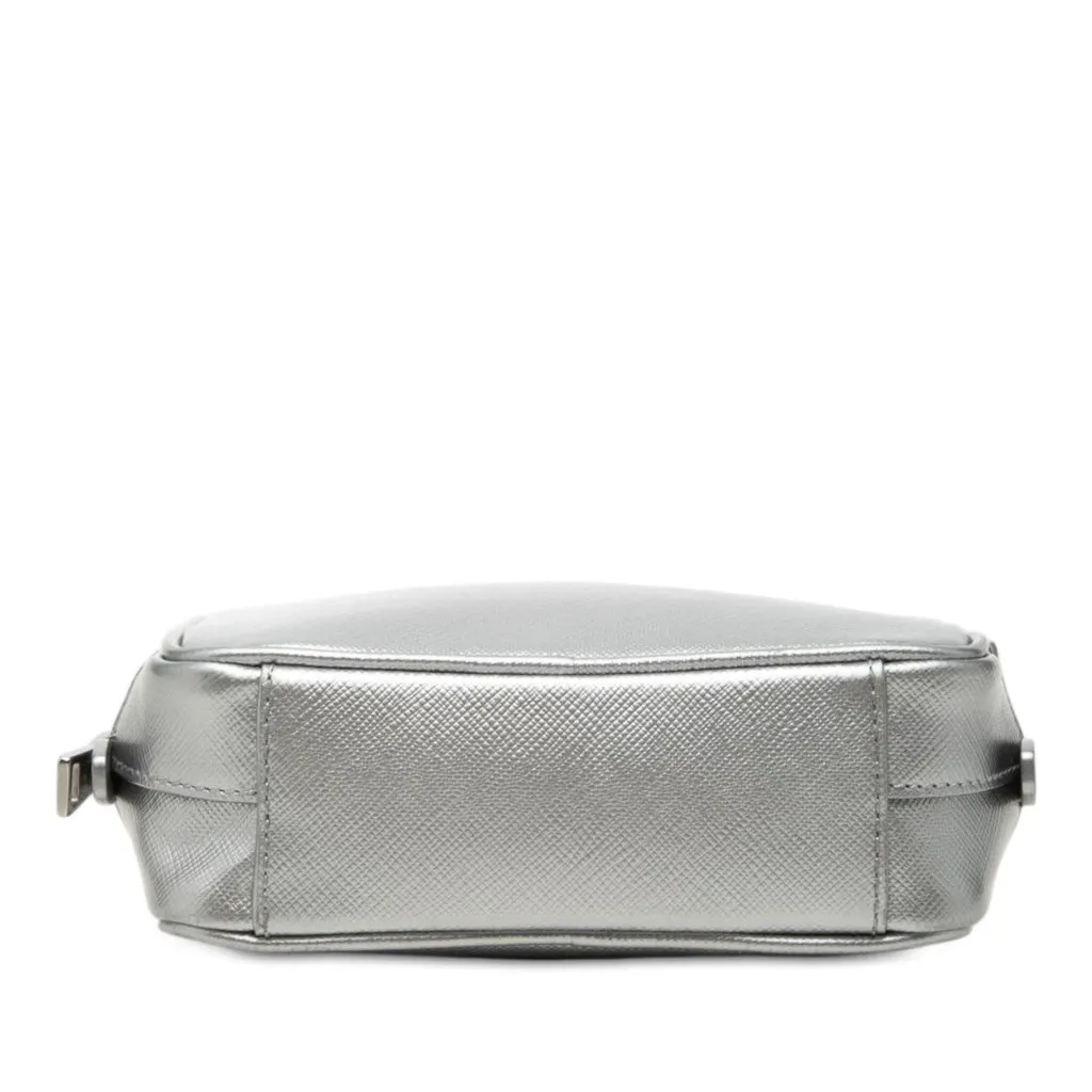 Prada Mini Metallic Saffiano Lux Camera Bag Silver Leather Very good - Inside View