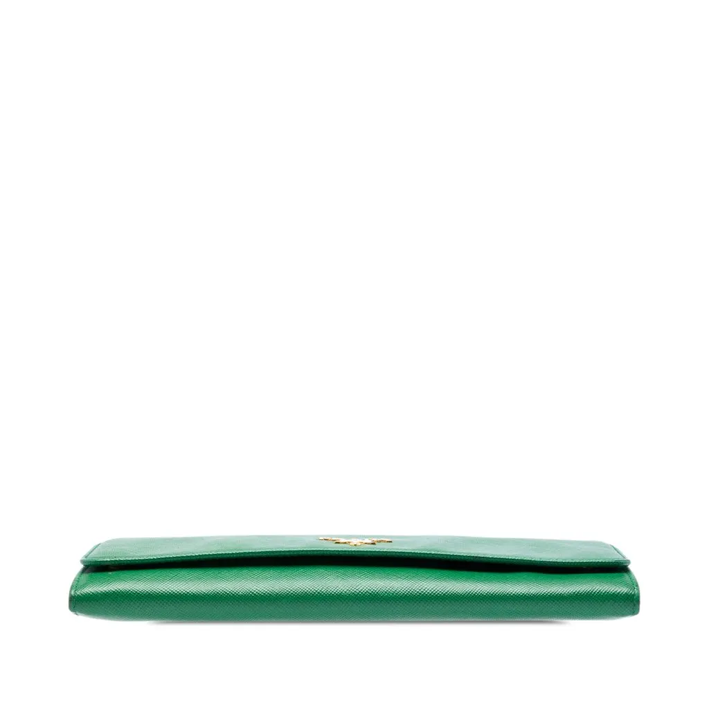 Prada Saffiano Lux Wallet On Chain Green Leather Very good - Inside View