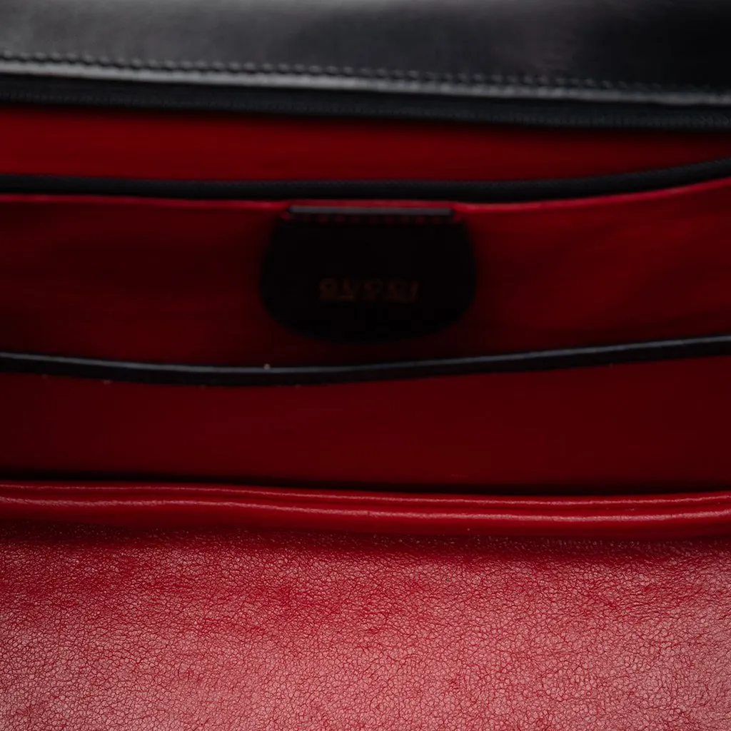 Gucci Small Calfskin Bamboo Top Handle Bag Black Leather Very good - Model View