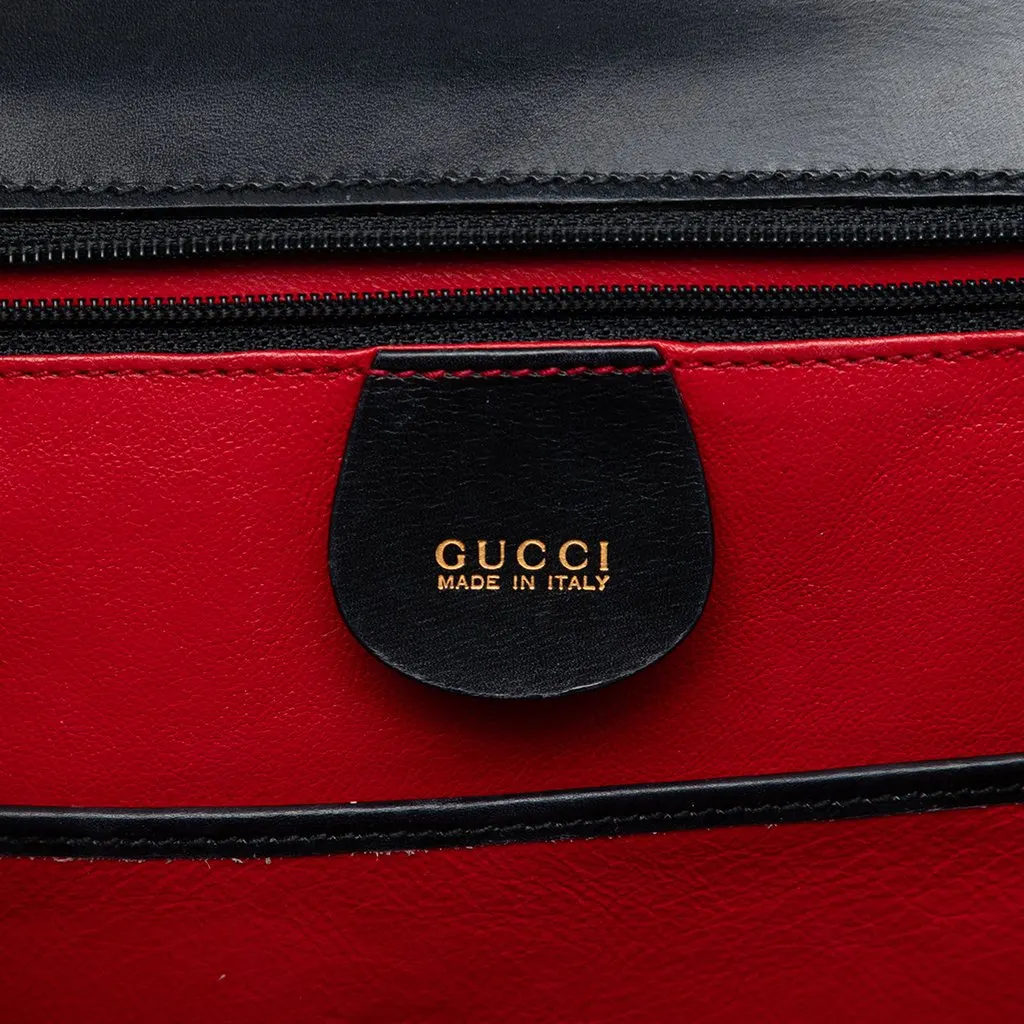 Gucci Small Calfskin Bamboo Top Handle Bag Black Leather Very good - Box View