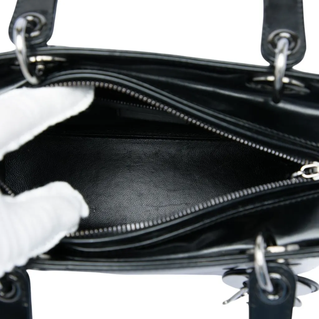 Dior Medium Patent Lady Dior Black Leather Good - Model View