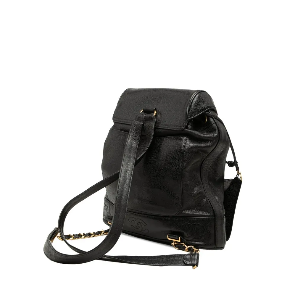 Chanel Caviar Triple CC Backpack Black Leather Very good - Back View