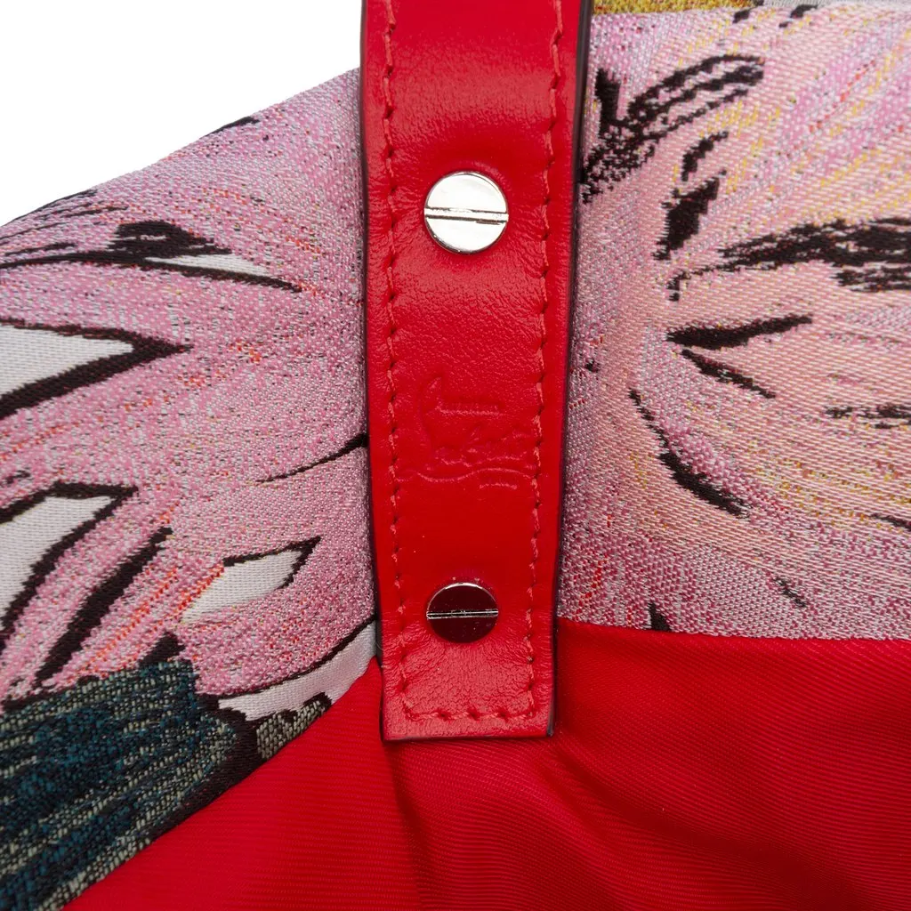 Christian Louboutin Canvas Floral Embroidered Loubishore Tote White Very good - Box View