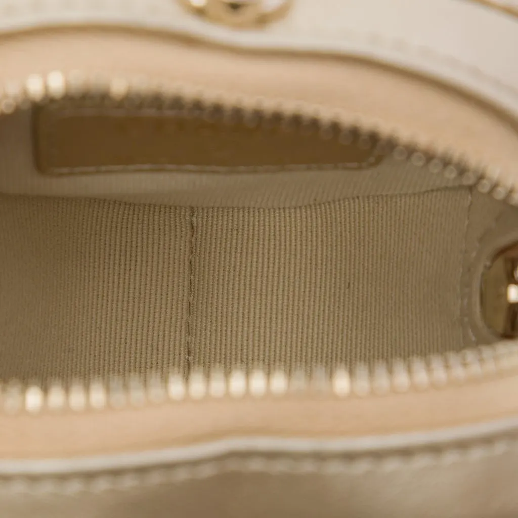 Chanel Mini Quilted Metallic Lambskin CC In Love Heart Bag Gold Leather Very good - Model View