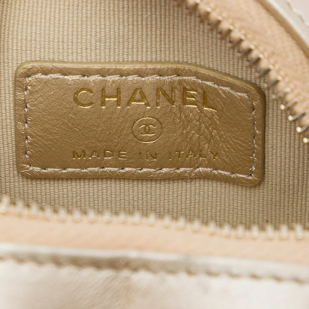 Chanel Mini Quilted Metallic Lambskin CC In Love Heart Bag Gold Leather Very good - Box View