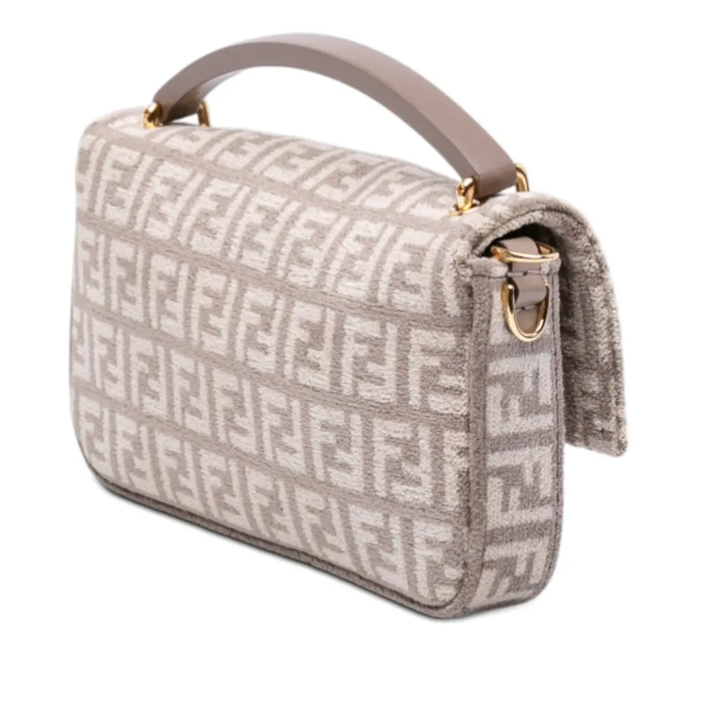 Fendi Zucchino Velvet Baguette Phone Pouch Satchel Brown Very good - Back View