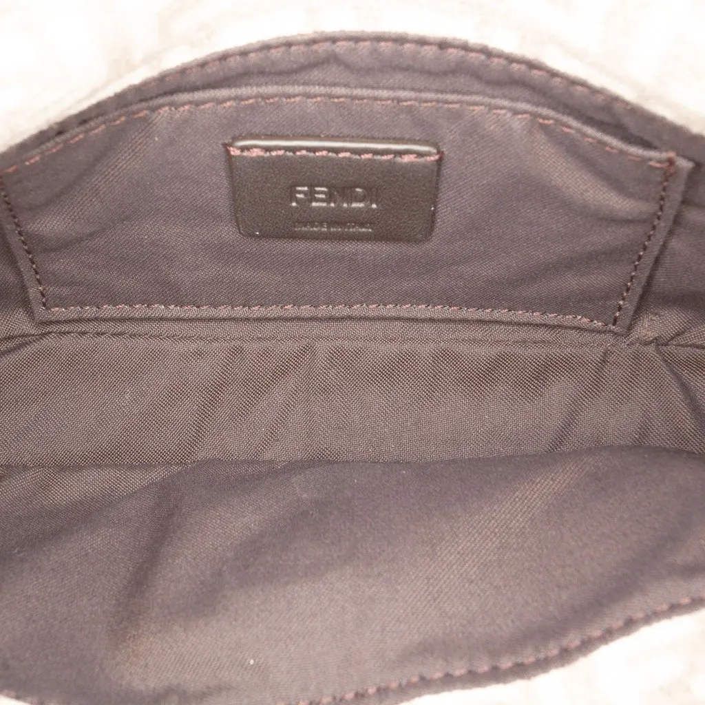 Fendi Zucchino Velvet Baguette Phone Pouch Satchel Brown Very good - Model View