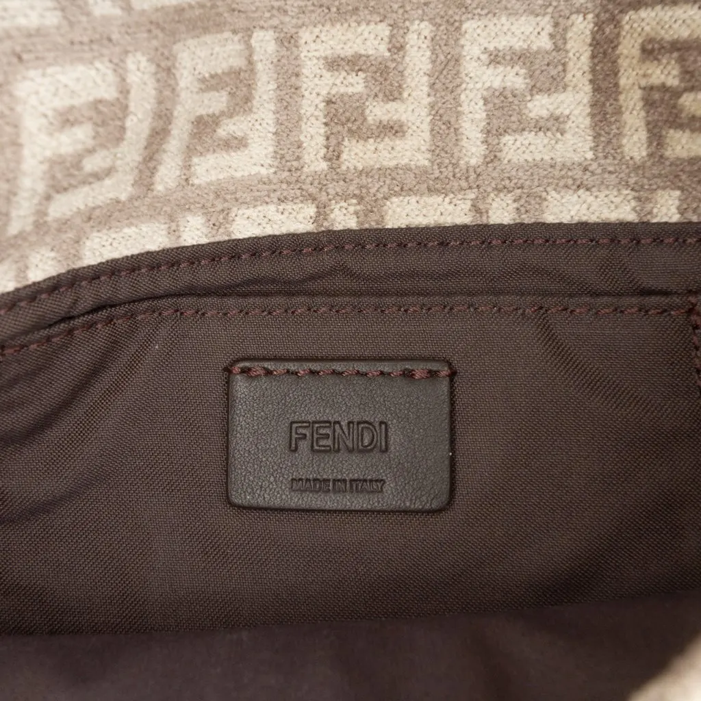 Fendi Zucchino Velvet Baguette Phone Pouch Satchel Brown Very good - Box View