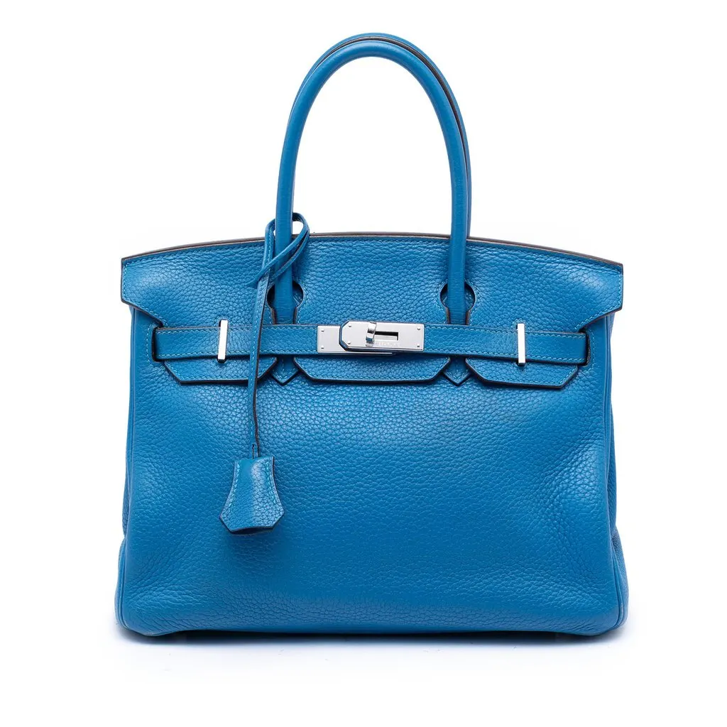 Hermès Togo Birkin Retourne 30 Blue Leather Very good - Front View
