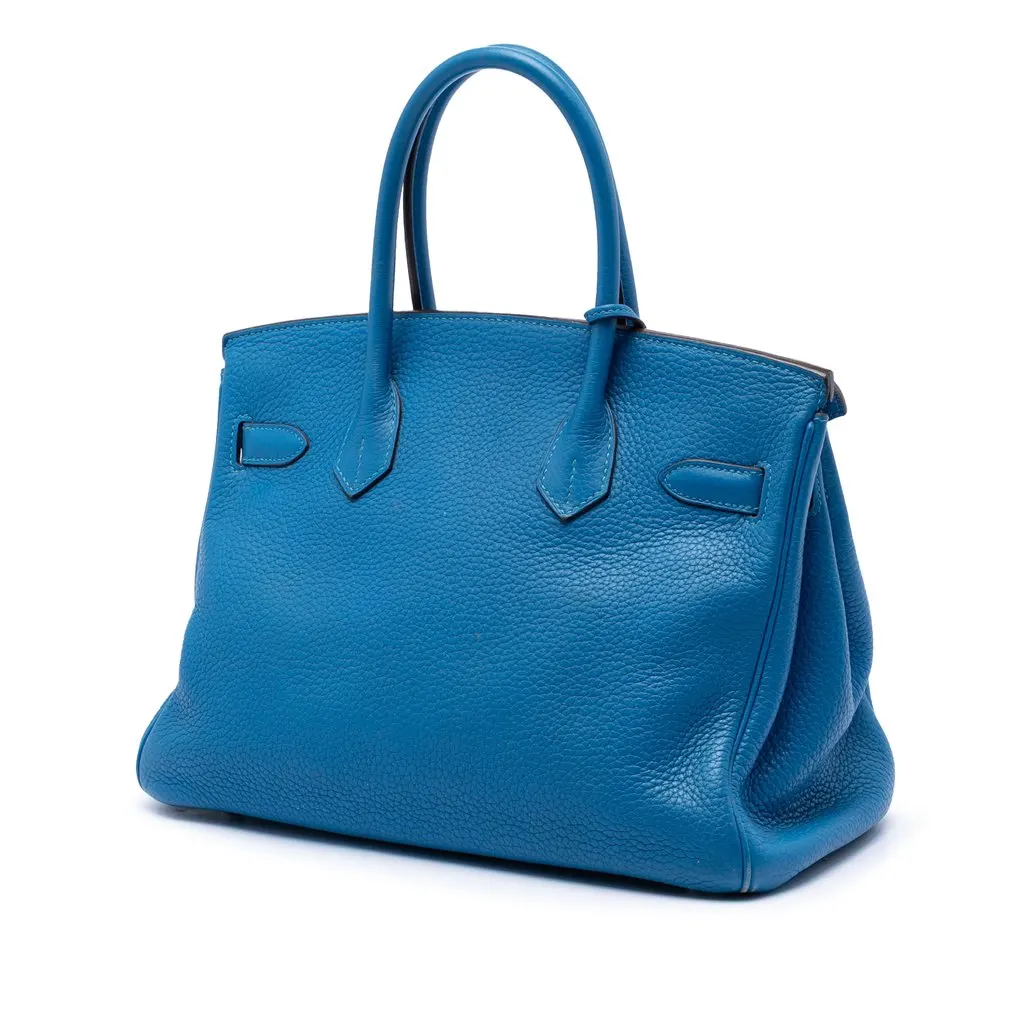 Hermès Togo Birkin Retourne 30 Blue Leather Very good - Back View