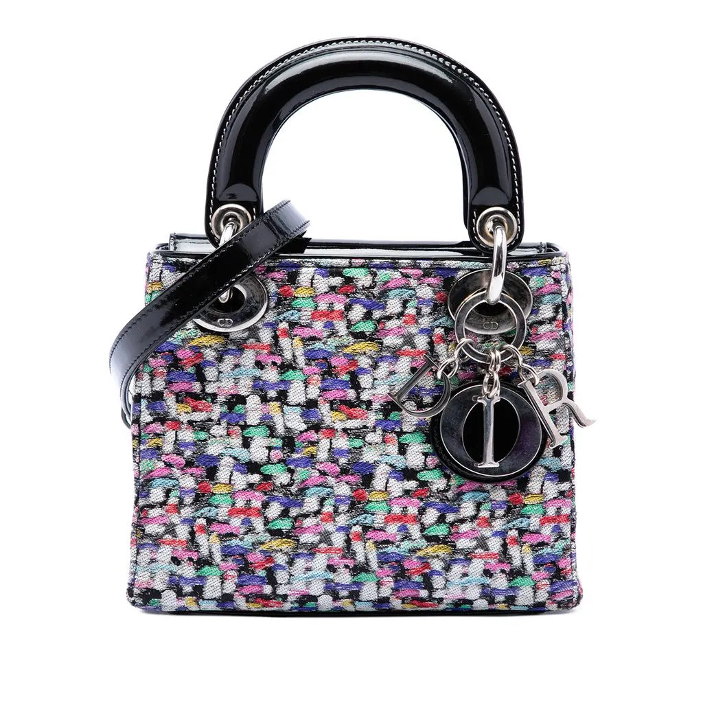 Dior Mini Multicolor Metallic Fabric and Patent Leather Lady Dior