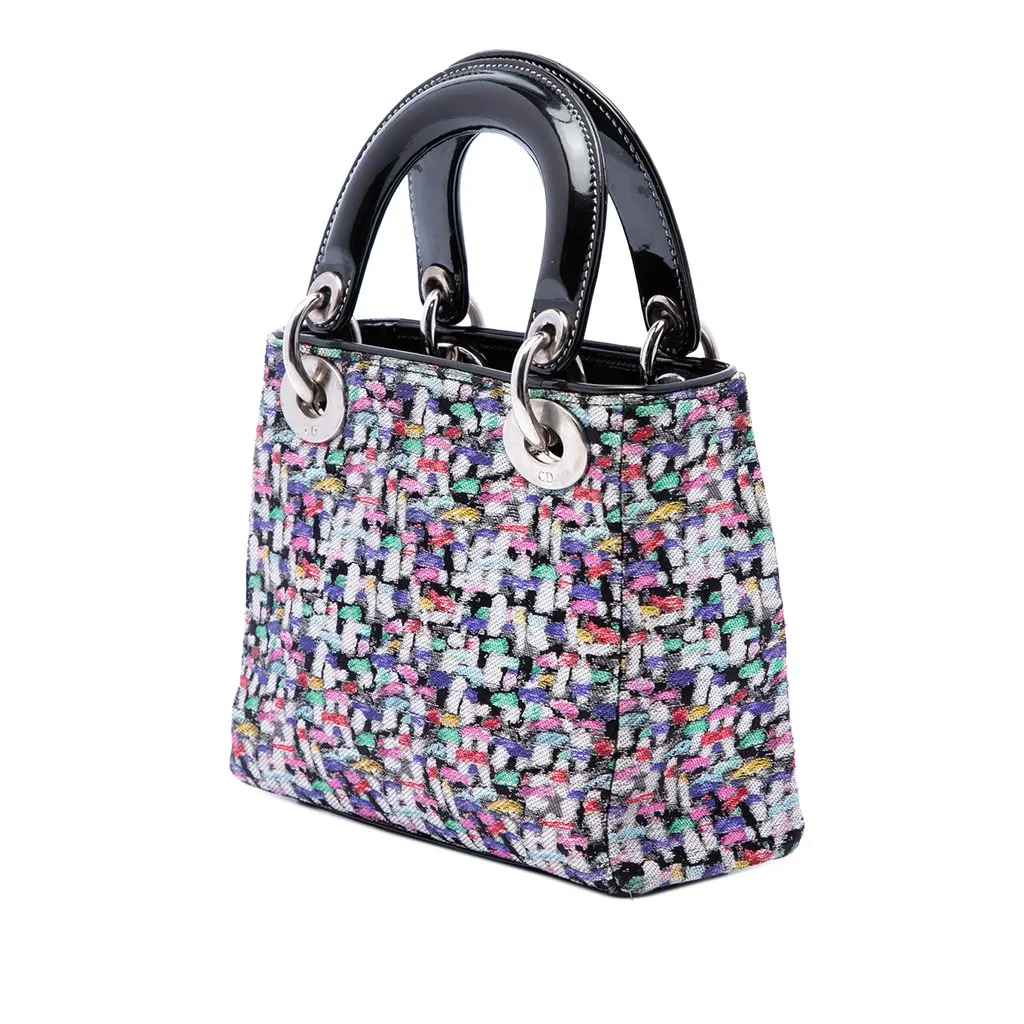 Dior Mini Multicolor Metallic Fabric and Patent Leather Lady Dior Black Polyester Good - Back View