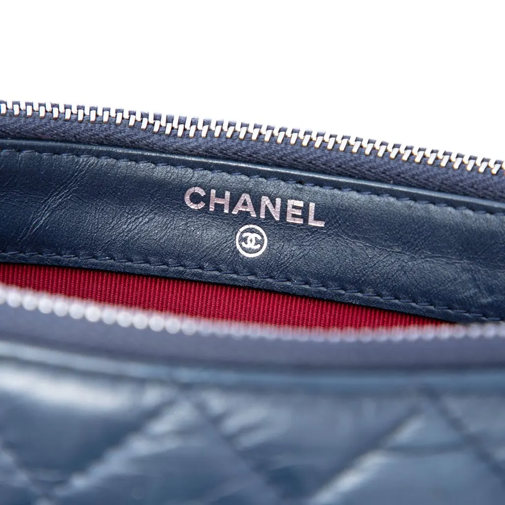 Chanel Bicolor Aged Calfskin Gabrielle Double Zip Clutch with Chain Blue Leather Very good - Box View