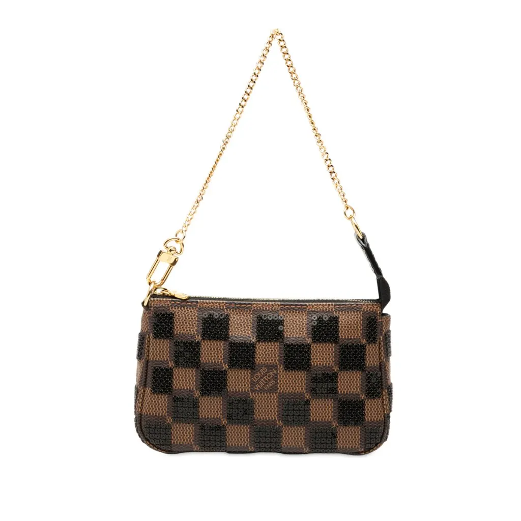 Louis Vuitton Damier Ebene Sequins Mini Pochette Accessoires Brown Very good - Front View