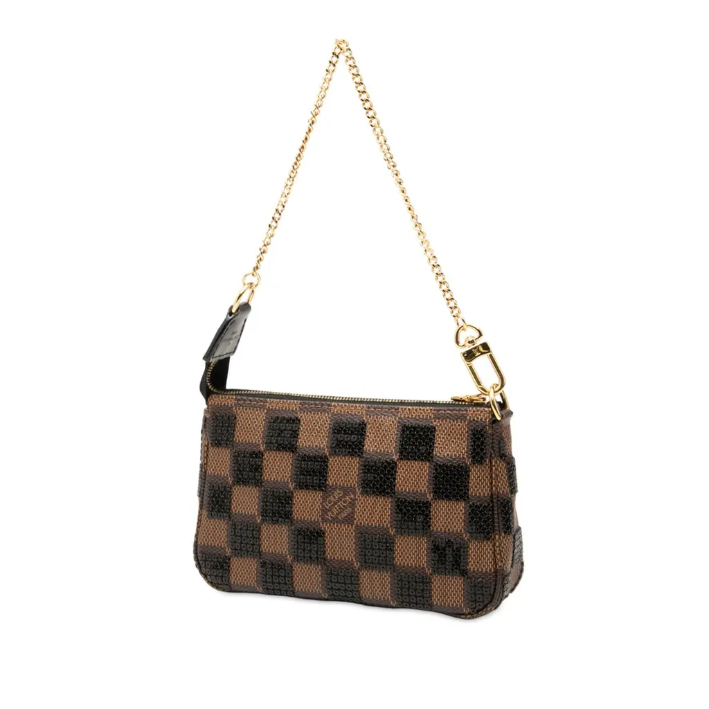 Louis Vuitton Damier Ebene Sequins Mini Pochette Accessoires Brown Very good - Back View