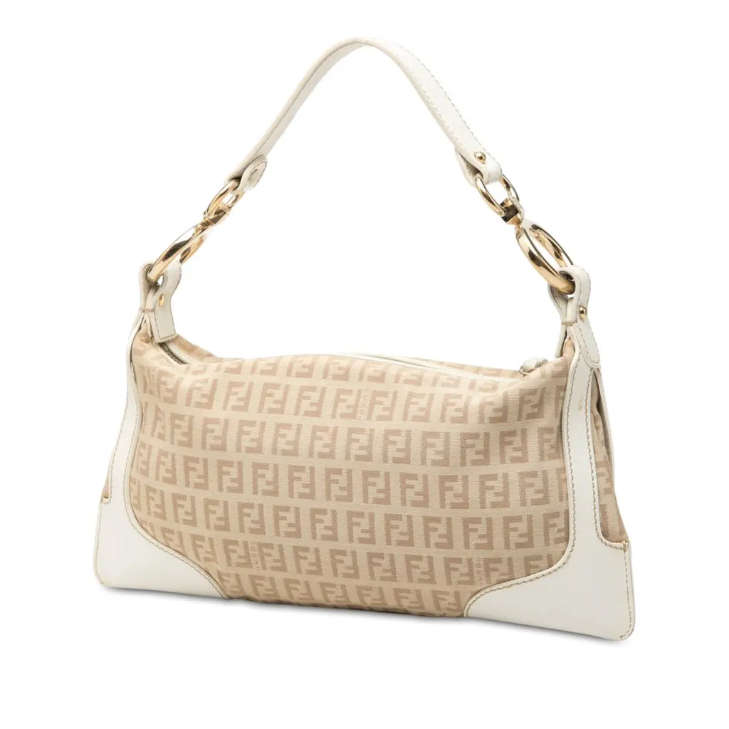Fendi Zucchino Canvas Chef Pocket Shoulder Bag Beige Very good - Back View