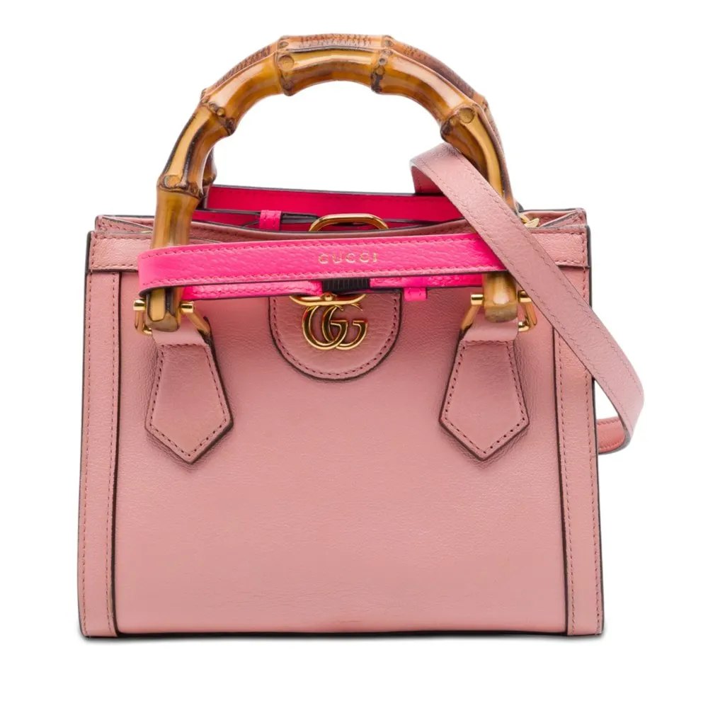 Gucci Mini Calfskin Bamboo Diana Satchel Pink Leather Very good - Front View