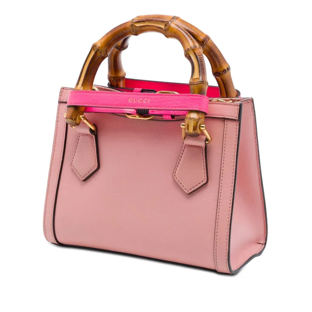 Gucci Mini Calfskin Bamboo Diana Satchel Pink Leather Very good - Back View