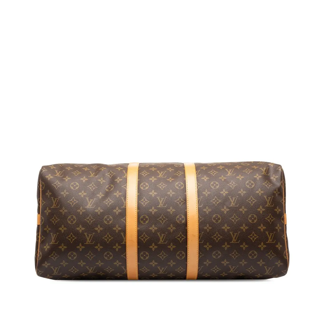 Louis Vuitton Monogram Keepall Bandouliere 55 Brown Canvas Good - Inside View