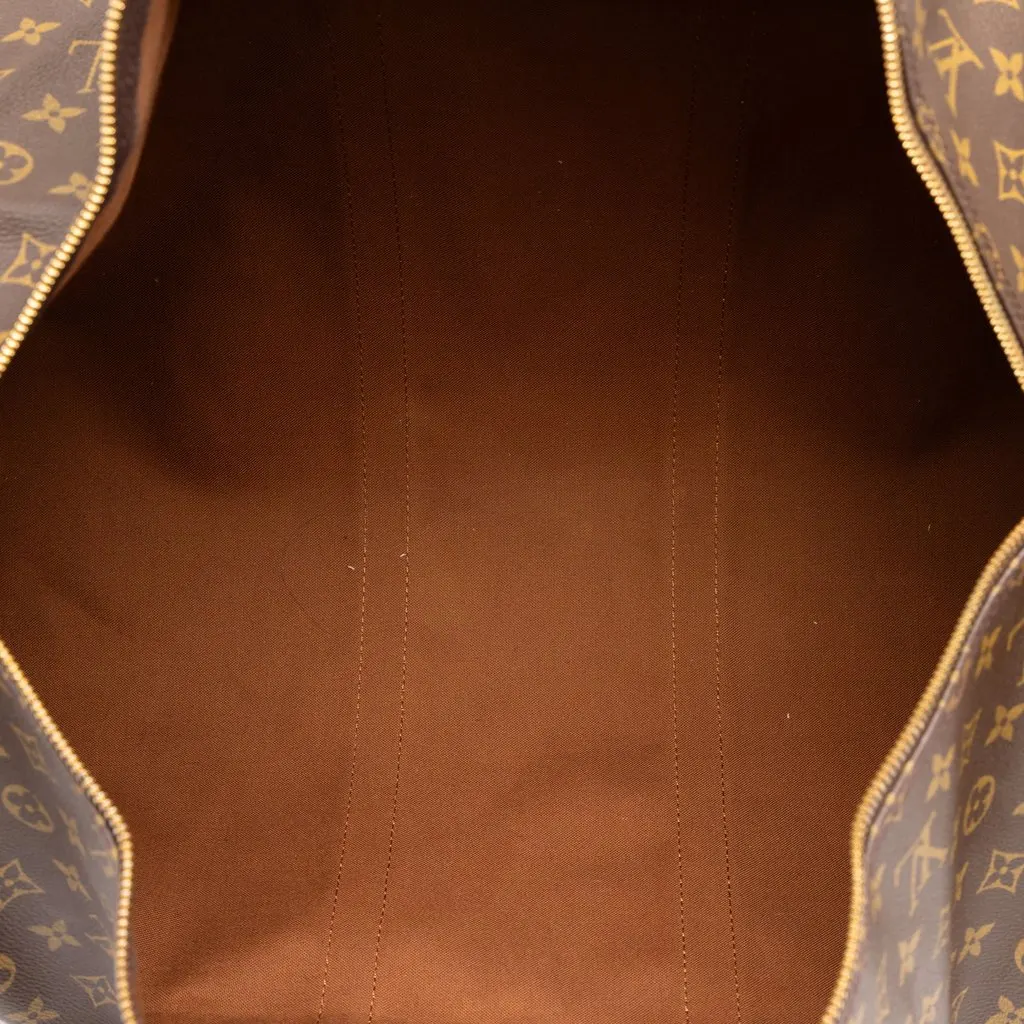 Louis Vuitton Monogram Keepall Bandouliere 55 Brown Canvas Good - Model View