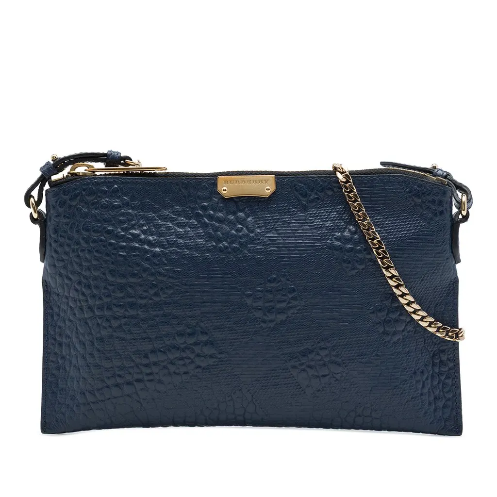 Burberry صغيرة Grain Check Embossed جلد Chichester حقيبة كروس