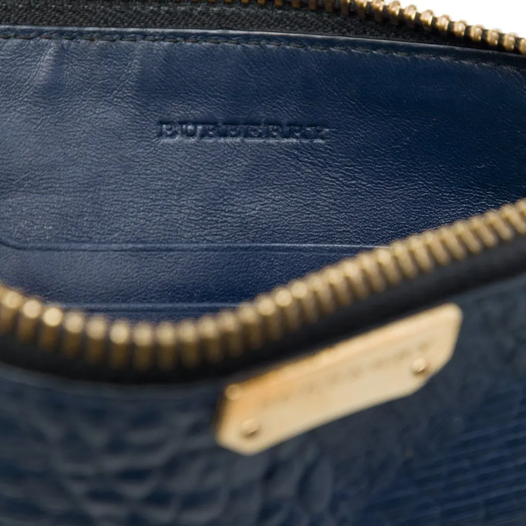 Burberry Small Grain Check Embossed Leather Chichester Crossbody Blue Leather Good - Box View
