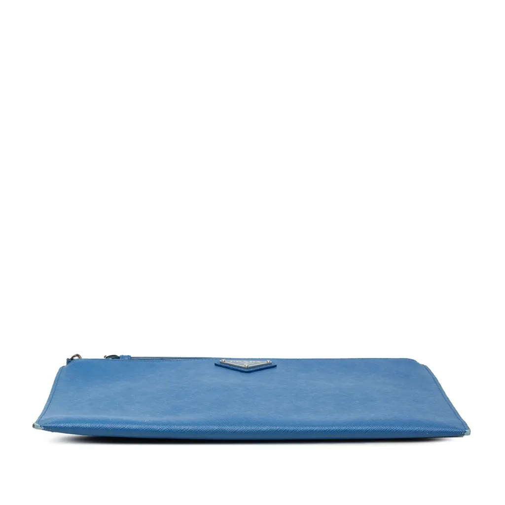 Prada Saffiano Wristlet Clutch Blue Leather Very good - Inside View