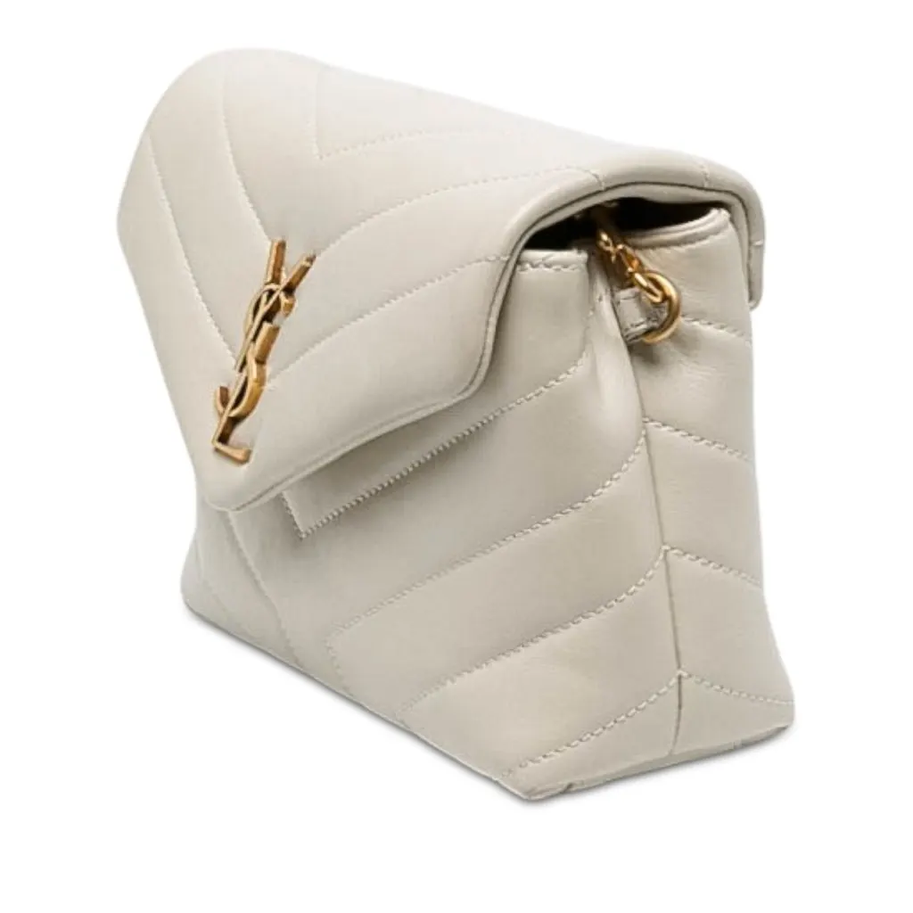 Saint Laurent Toy Matelasse Calfskin Monogram LouLou Crossbody White Leather Very good - Back View